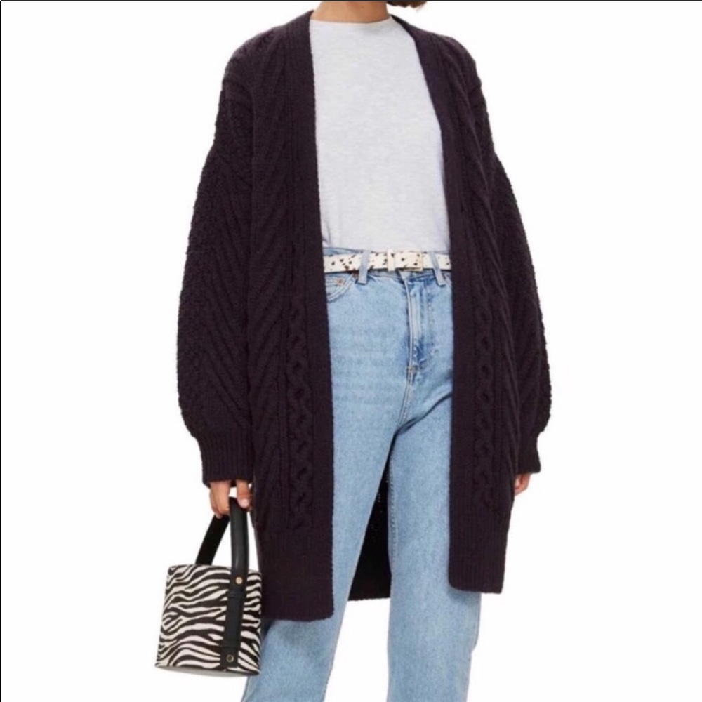 TOPSHOP cable knit Longline cardigan